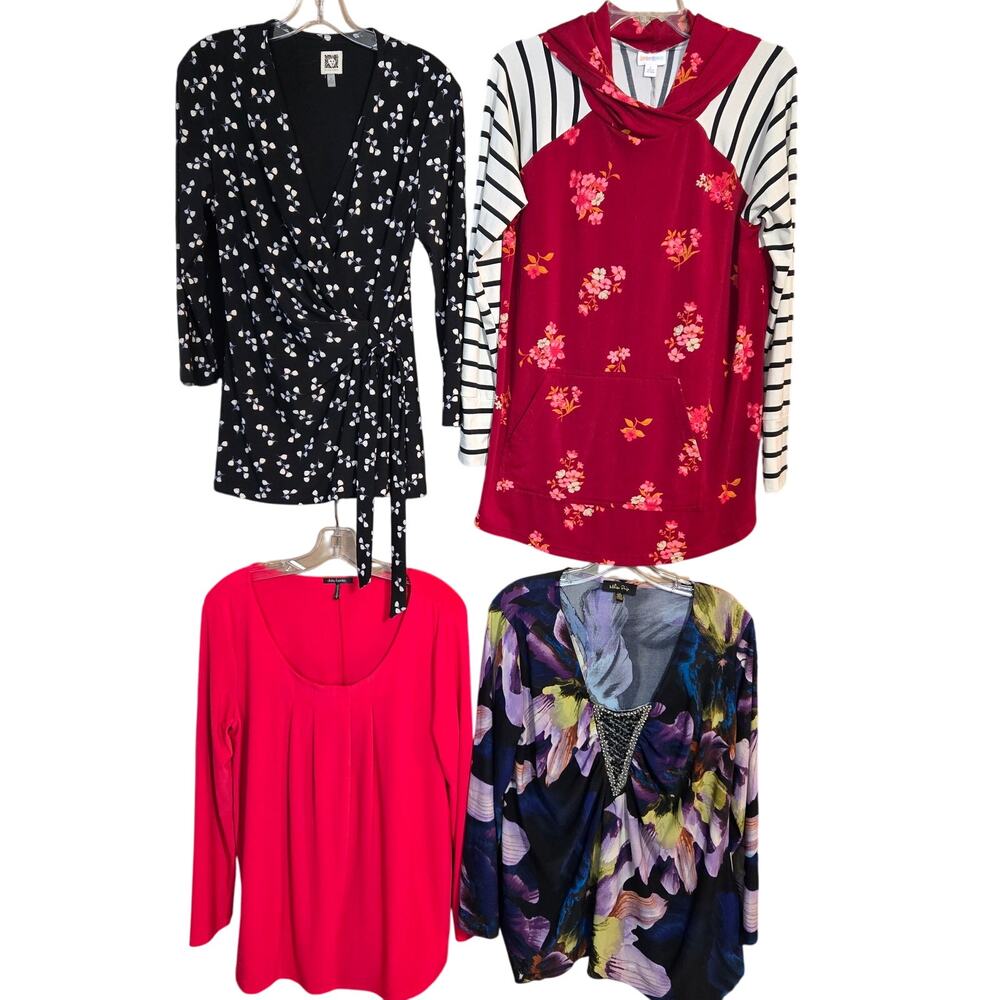 Women's Large 12 14 Tops Shirts Blouses Sweaters Wholesale Bulk Lot of 4 L